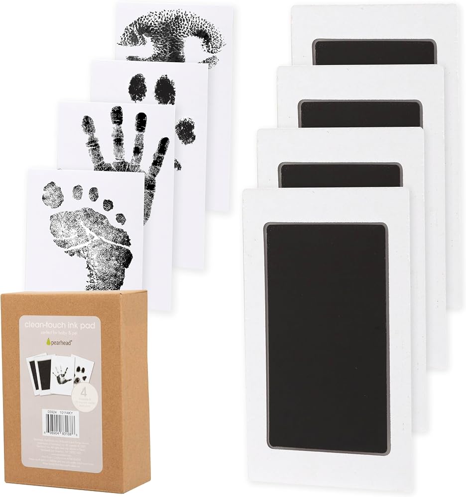 Pearhead 4-Pack Clean Touch Ink Pad Kit, Baby and Pet Pawprint Keepsake | Mess-Free Inkless Hand and Footprint Kit, Baby Foot