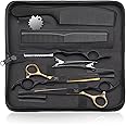 JASON Professional 10-Piece Haircut Scissors Set - 6.5" Thinning/Texturizing Scissors, Straight Shears for Men, Women & Home Salon (30 Teeth, Black & Gold)