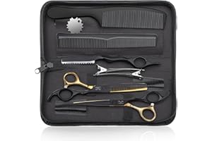 JASON Hair Cutting Scissors Kit - Professional 10 PCS Haircut Scissors Set with 6.7" Thinning/Texturizing Scissors, Straight 