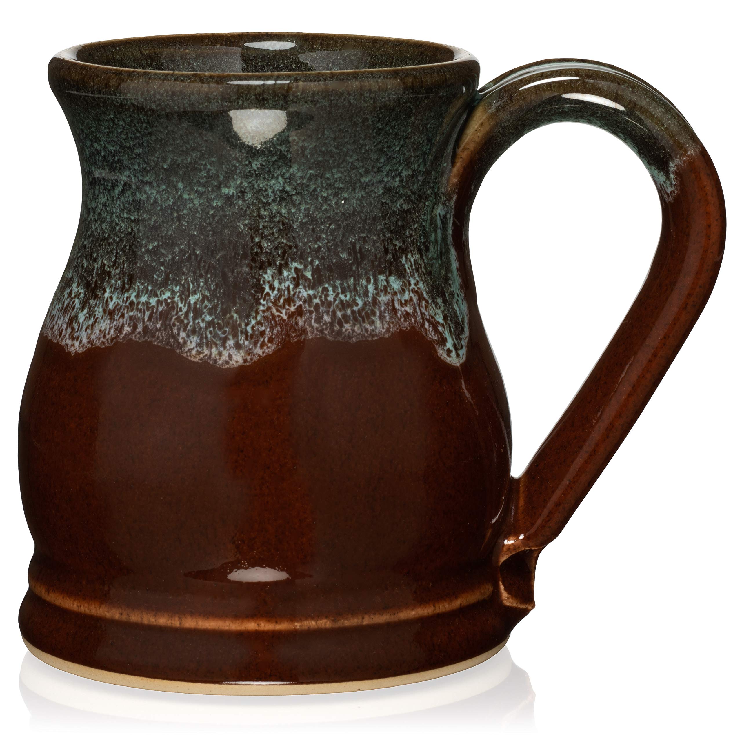 16oz Potbelly Coffee Mug Handmade in the USA (Chestnut/Sage)
