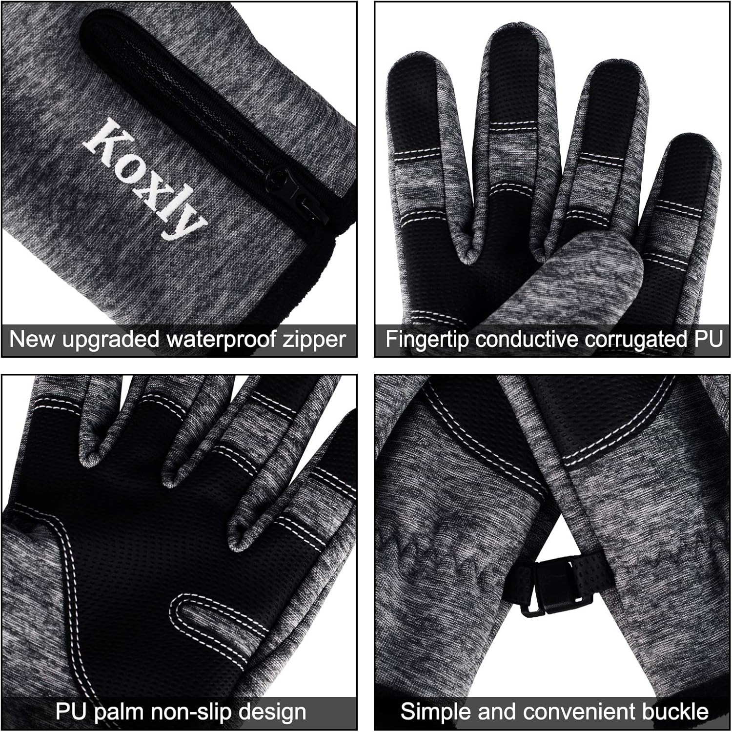 Koxly Winter Gloves Touch Screen Fingers Warm Gloves Insulated Anti-Slip Windproof Waterproof Cycling Riding Running Work for Men Women Mens Womens : Clothing