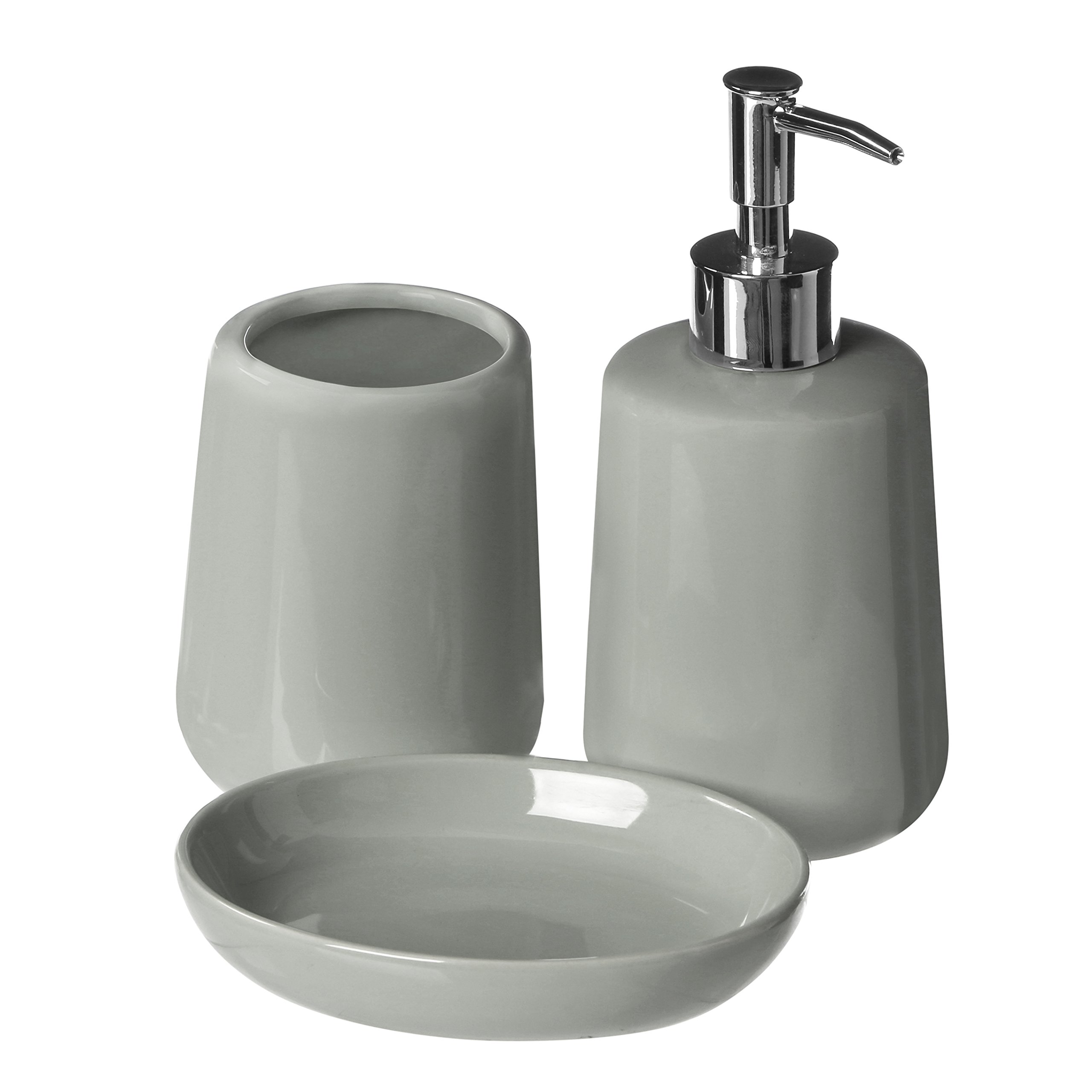 Premier Housewares Moon Bathroom Set, Grey, 3-Piece