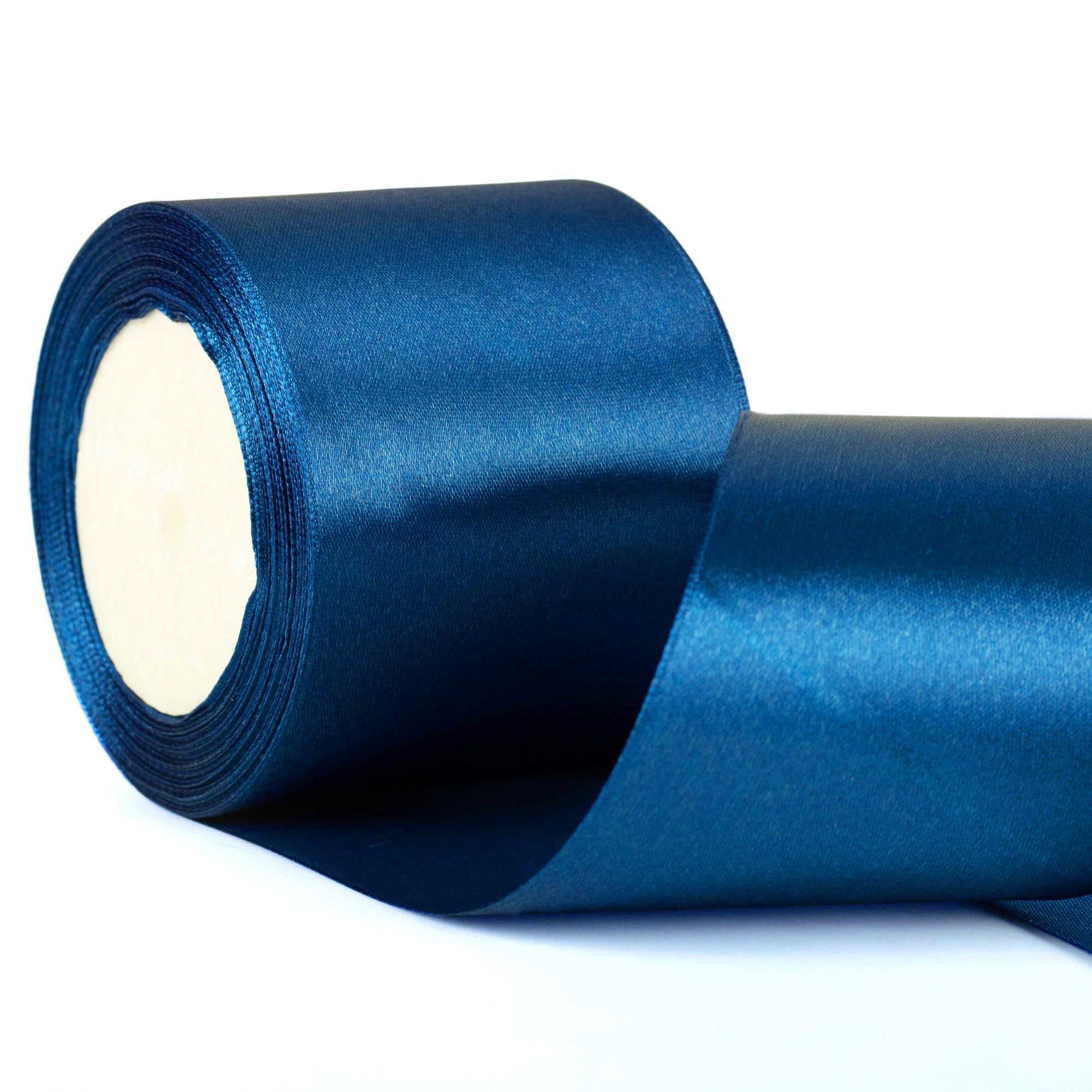 75mm Wide Navy Thick Ribbon for Gift Wrapping 22m, Thick Dark Blue Ribbons Fabric Satin Ribbon for Present Wrapping Christmas Florist Bouquet Cake Hair Bow Crafting Wedding Car Decoration