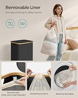 SONGMICS 90L Laundry Basket with Lid Large Collapsible 42x32x70.5 cm Ink Black view 5