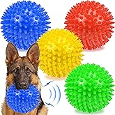 Ousiya Dog Balls 4.5&rdquo; Squeaky Dog Toys Spikey Ball for Aggressive Chewers Heavy Duty Teething Large Medium Durable Dogs Balls (4 Pack)