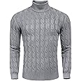 COOFANDY Men's Slim Fit Turtleneck Sweater Casual Twisted Knitted Pullover Sweaters
