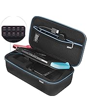 Custodia Nintendo Switch, Case Protettiva da Viaggio per Console Nintendo Switch, Caricatore CA, Joy-con L & R, Grip, Joy Con Strap e Cavi HDMI con 10 Cartucce di Gioco