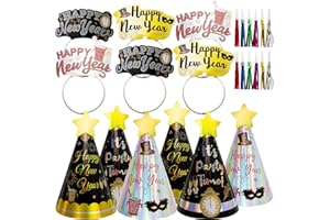 ceiba tree Happy New Years Eve Party Supplies 2026 NYE Party Favors 12 Hats 6 Headbands Tiara 12 Squawkers New Year Eve Decorations Headband Blowers Noisemakers
