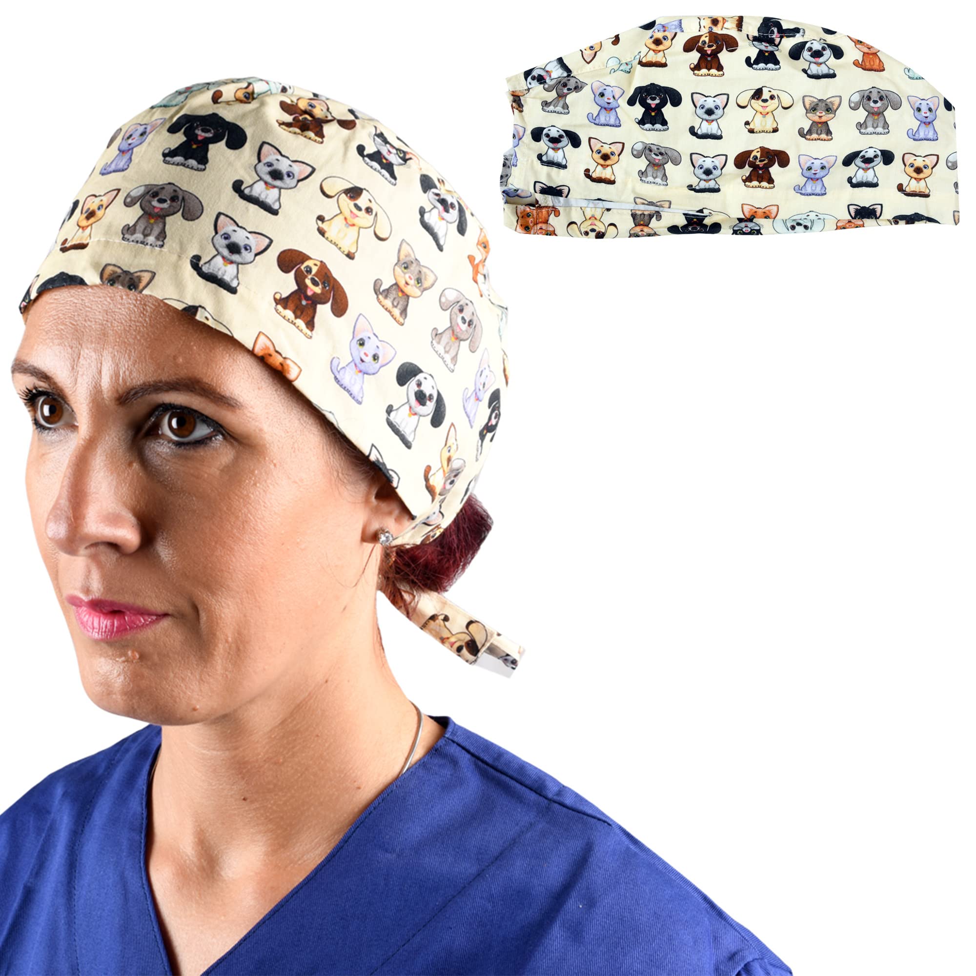 GIMA Hood various patterns surgical caps made from 100% high-quality pure poplin 40 cotton, absorbent, highly breathable, latex-free and autoclavable at 134 °C.