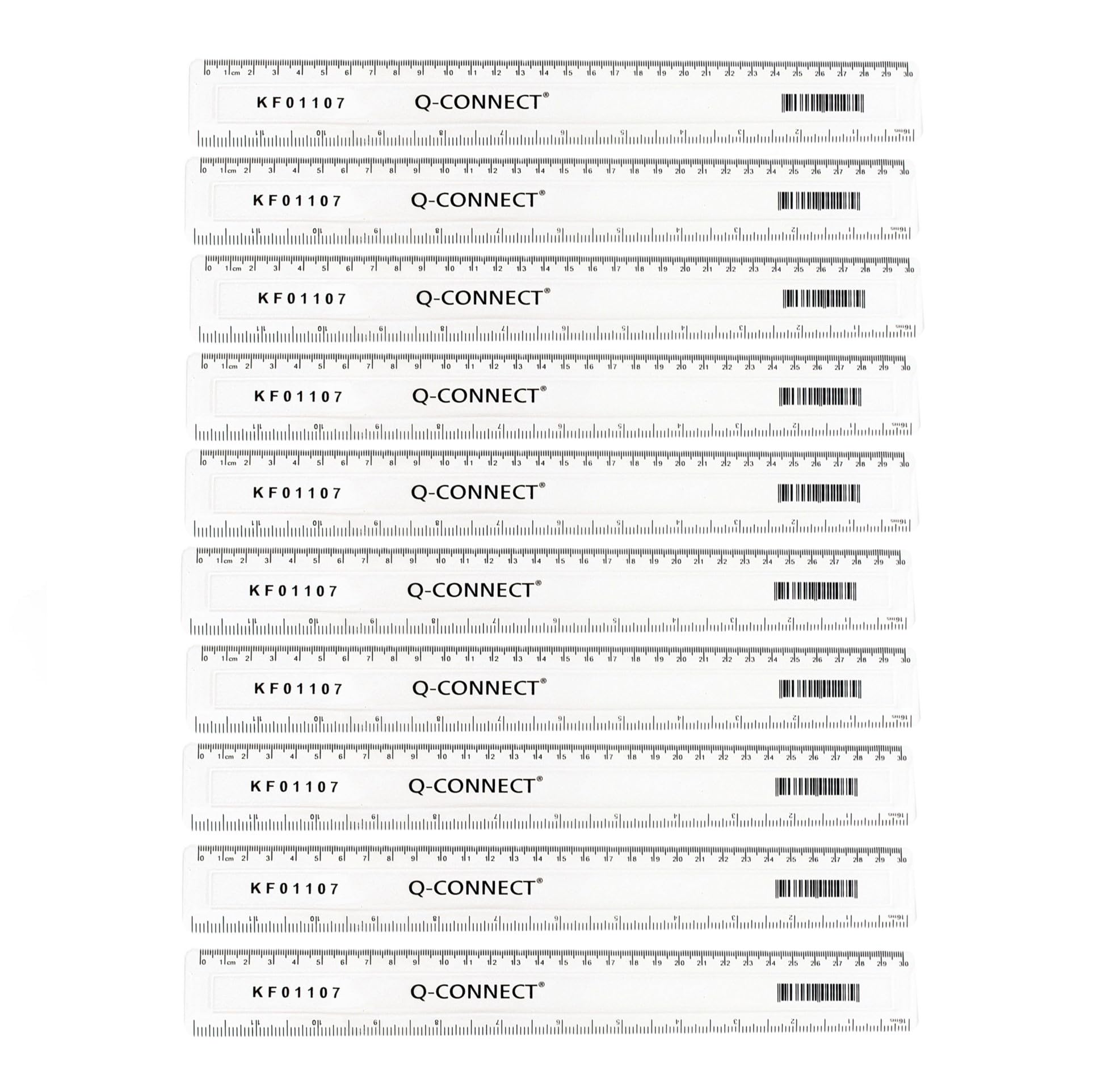 Q-Connect Acrylic Shatter Resistant Ruler 30cm Clear (Pack of 10) KF01107Q