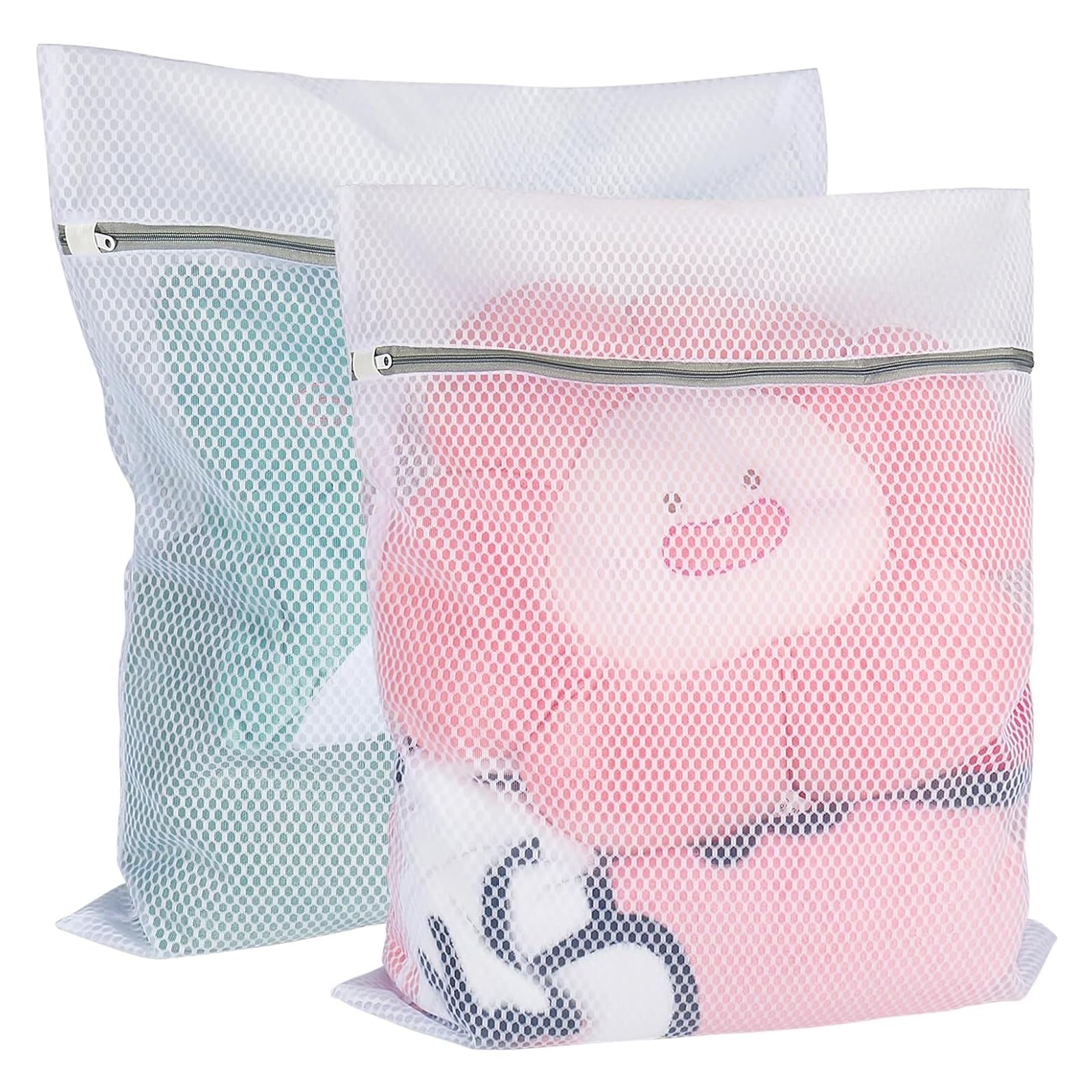 Laundry Bags Net Bags For Laundry, 2PCS Large Mesh Laundry Bags Laundry Net Bags For Washing Machine, Reusable Zipped Net Washing Machine Bag, Durable Travel Laundry Bag For Bra Clothes Socks(60x60cm)