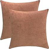 Jeneoo Dusty Rose Decorative Cozy Throw Pillow Covers Soft Chenille Square Couch Cushion Case for Home Sofa Decor (Set of 2, 20 x 20 Inches)