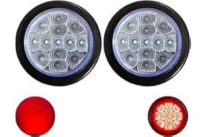 All Star Truck Parts 2x 2.5 Round Red Led Clearance Side Marker Lights Kit 13 LED Diodes Clear Lens Grommet Wire Pigtail Truck Utility Trailer RV UTE UTV Tractor Flush Mount Waterproof 12V Sealed