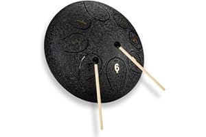 QINGSHI Steel Tongue Drum 6 Inch 8 Note Percussion Instrument Lotus Hand Pan Drum with Drum Mallets Carry Bag, musical education, gifts, mental rehabilitation and yoga meditation (Black)