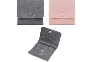 WSXBAGY 2pcs Small Zipper Velvet Jewelry Pouches Jewelry Bags Small Bags for Jewelry Gift Bags Little Bags for Jewelry Travel Jewelry Pouch, 4"x4", Pink+Grey