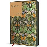 Feelbook - Notebook Hardcover Medium A5, 160 Dotted Pages Journal with Green Flowers Design