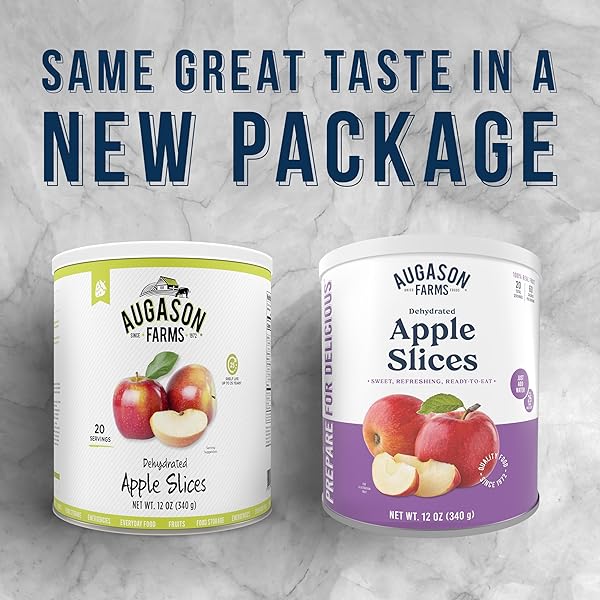 AUGASON FARMS DEHYDRATED APPLE SLICES CAN – GLUTEN FREE SURVIVAL FOOD WITH LONG SHELF LIFE – EMERGENCY FOOD SUPPLY FOR CAMPING, PREP & EVERYDAY MEALS – 20 SERVINGS