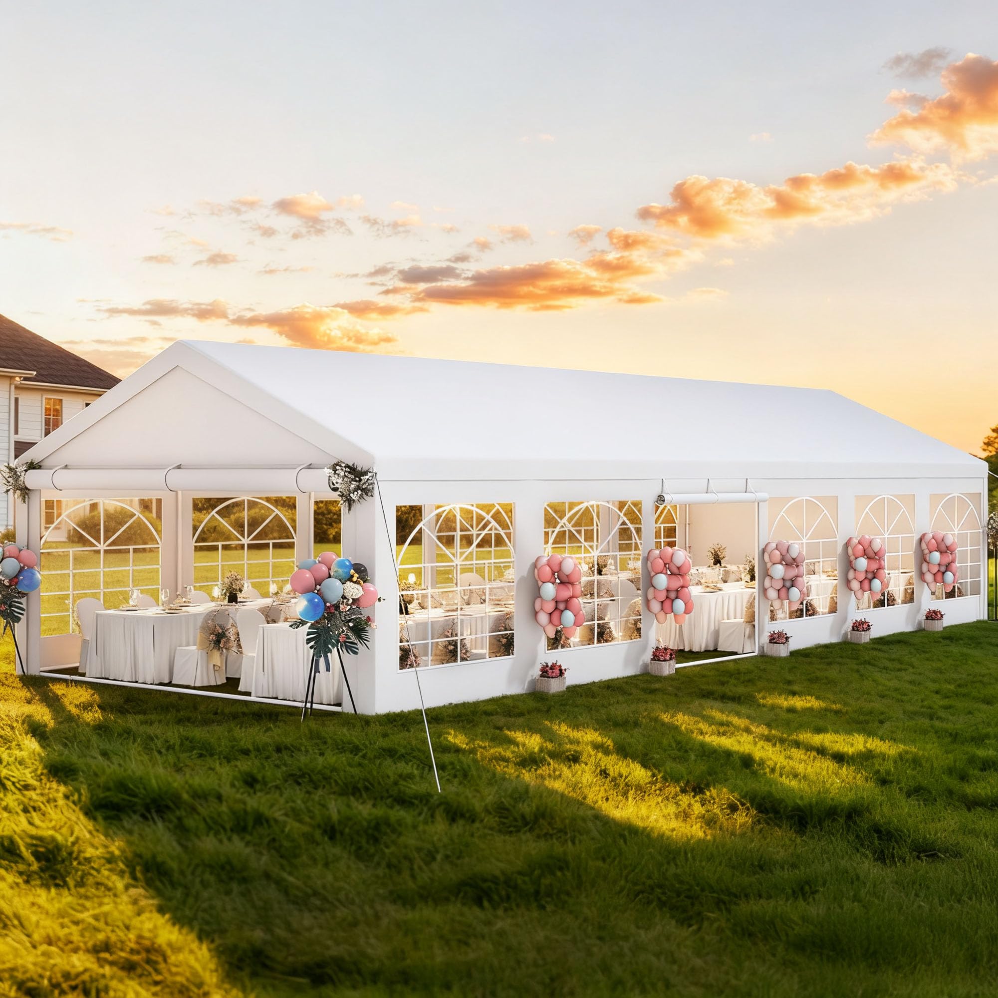 Photo 1 of ***INCOMPLETE***DWVO 40x20FT Heavy Duty Party Tent Outdoor Large Wedding Event Shelters Upgraded Galvanized Canopy with White Roof Removable Sidewalls, White