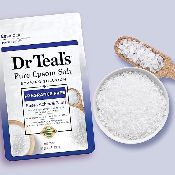 DR TEAL’S EPSOM SALT MAGNESIUM SOAK, FRAGRANCE FREE, 4 LBS