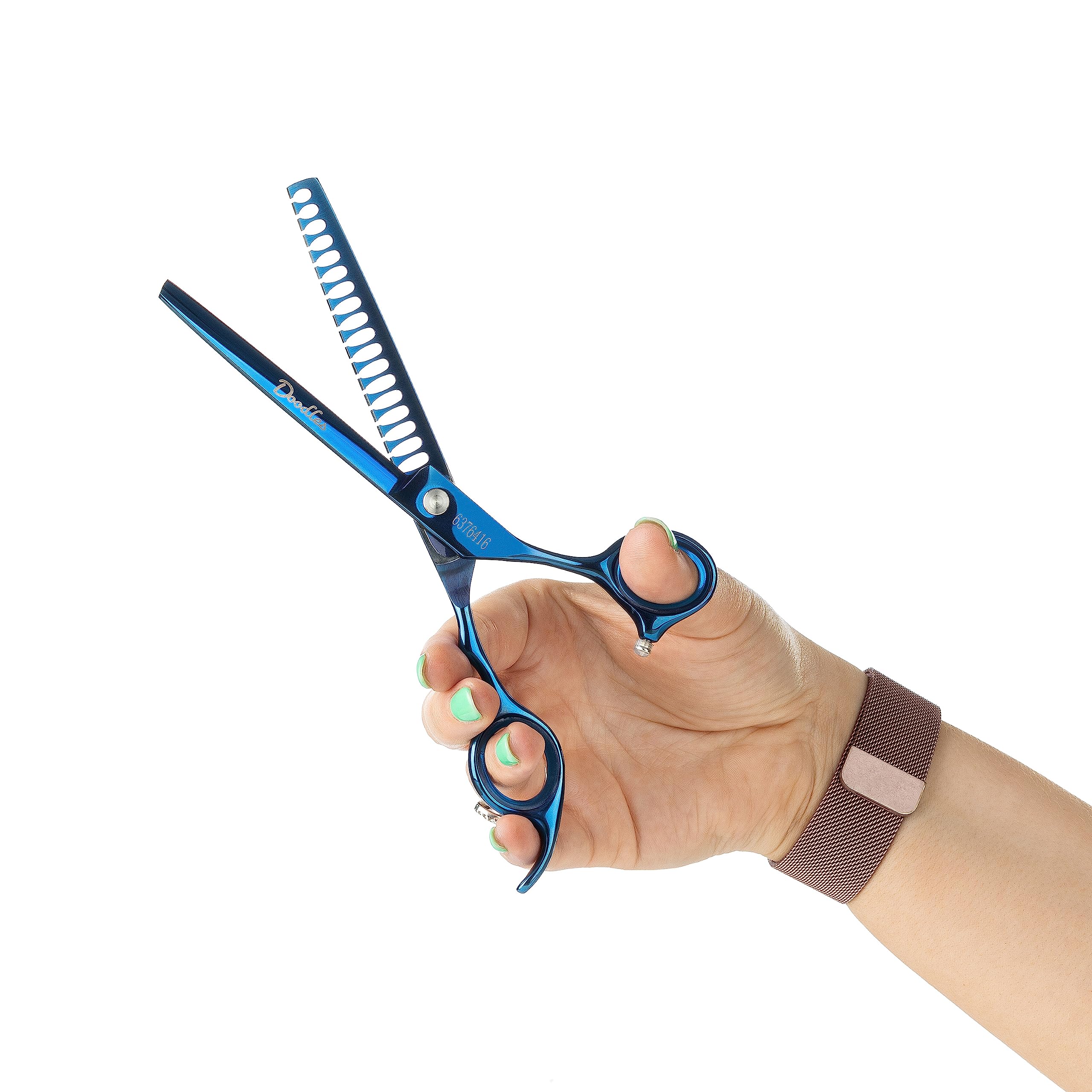 Mikki Doodle, Dog, Puppy Chunker Finishing Scissors Shears, Sharp & Durable Semi-Convex Blade, Blunted Safety Tips, Adjustable Tension Screw for Control and Precision, 17.8cm (7”)