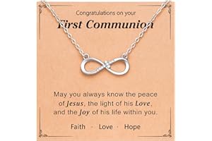 DJWJFJEN Infinity Cross Necklace, First Communion Confirmation Baptism Graduation Gifts for Women Girls
