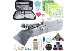 TIKMUS Handheld Sewing Machine, Mini Sewing Machine for Adults Quick Stitching, Portable Sewing Machine with Sewing Supplies Suitable for Clothes, Jeans, DIY, Home, Travel (White)