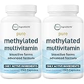 Micro Ingredients 2 Pack Pure Methylated Multivitamin, 480 Capsules | 19-in-1 Formula with Vitamins C, D, B12, Folate, Magnesium, Zinc, & More | Supports Daily Wellness & Immune Health | Filler Free