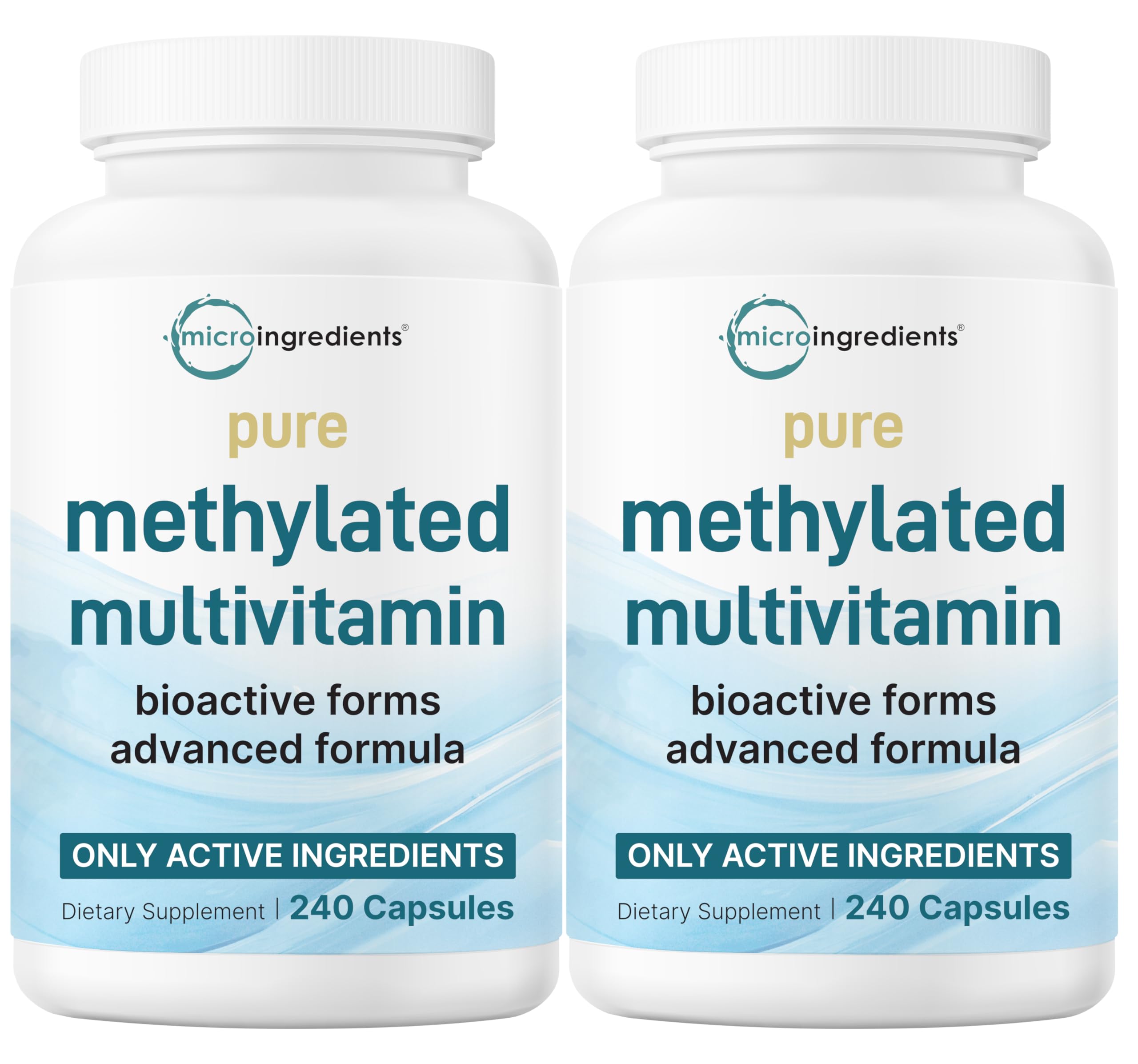 Micro Ingredients 2 Pack Pure Methylated Multivitamin, 480 Capsules | 19-in-1 Formula with Vitamins C, D, B12, Folate, Magnesium, Zinc, & More | Supports Daily Wellness & Immune Health | Filler Free Image