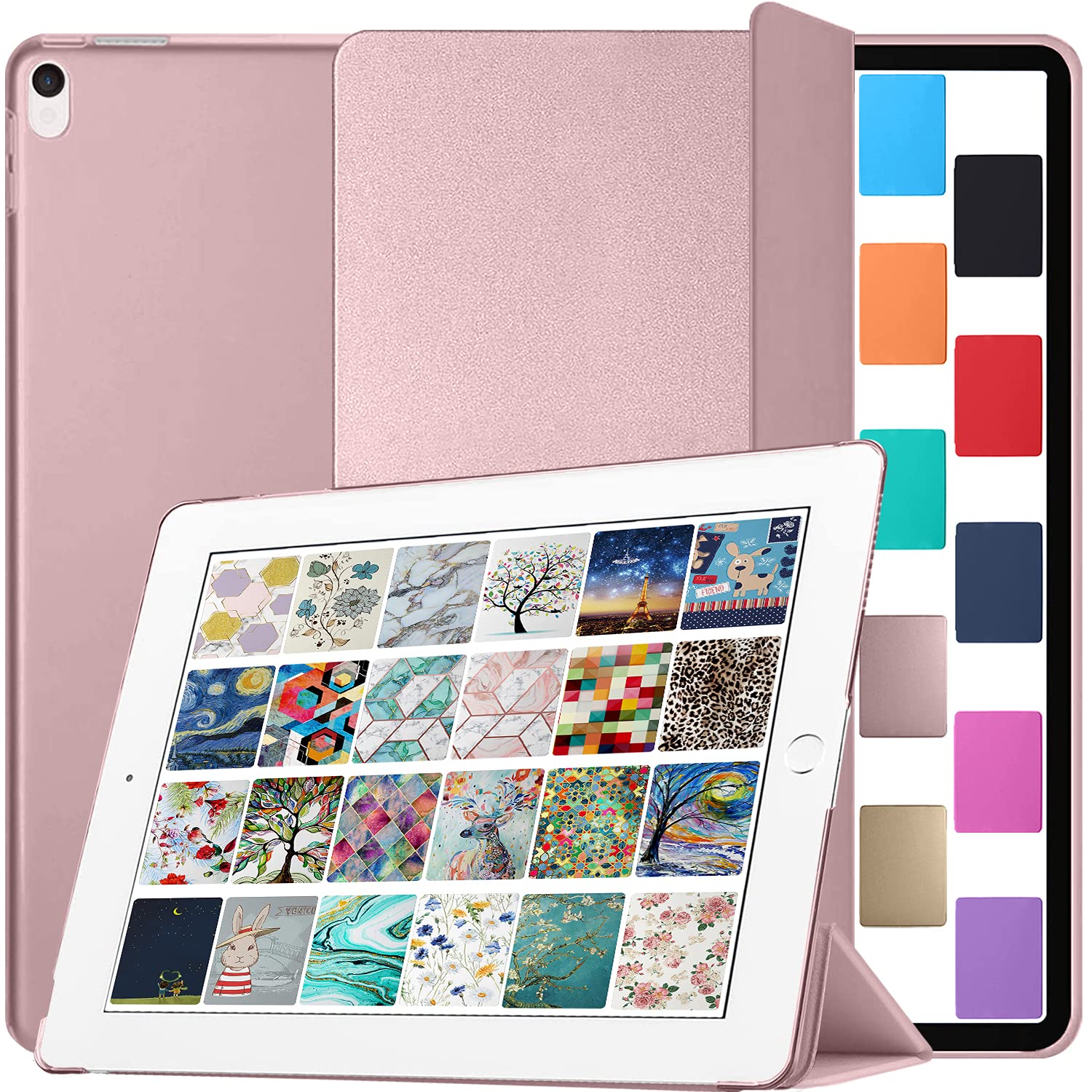 DuraSafe Cases for iPad Pro 12.9 2 Gen Transparent Back Case A1670 MQDC2B/A MQDD2B/A MQDA2B/A A1671 MP6H2B/A MP6J2B/A MP6G2B/A MPL02B/A MPL12B/A A1821 MQEF2B/A MQED2B/A - Rose Gold