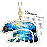 Mama Bear Suncatcher Effect Ornament with Story Card, Mama Bear Decorations for Hanging, for Mom, Grandma, The Mighty Matriarch Bear and Cub Ornament, Motherhood, Story Ornaments