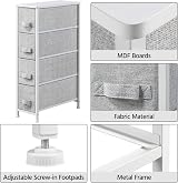 Yaheetech Vertical Slim Chest of Drawers 4 Fabric Drawers Light Grey view 5
