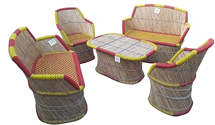 Ecowoodies Alcea 2 Seater Sofa Set Wooden Chair (2+2+1)