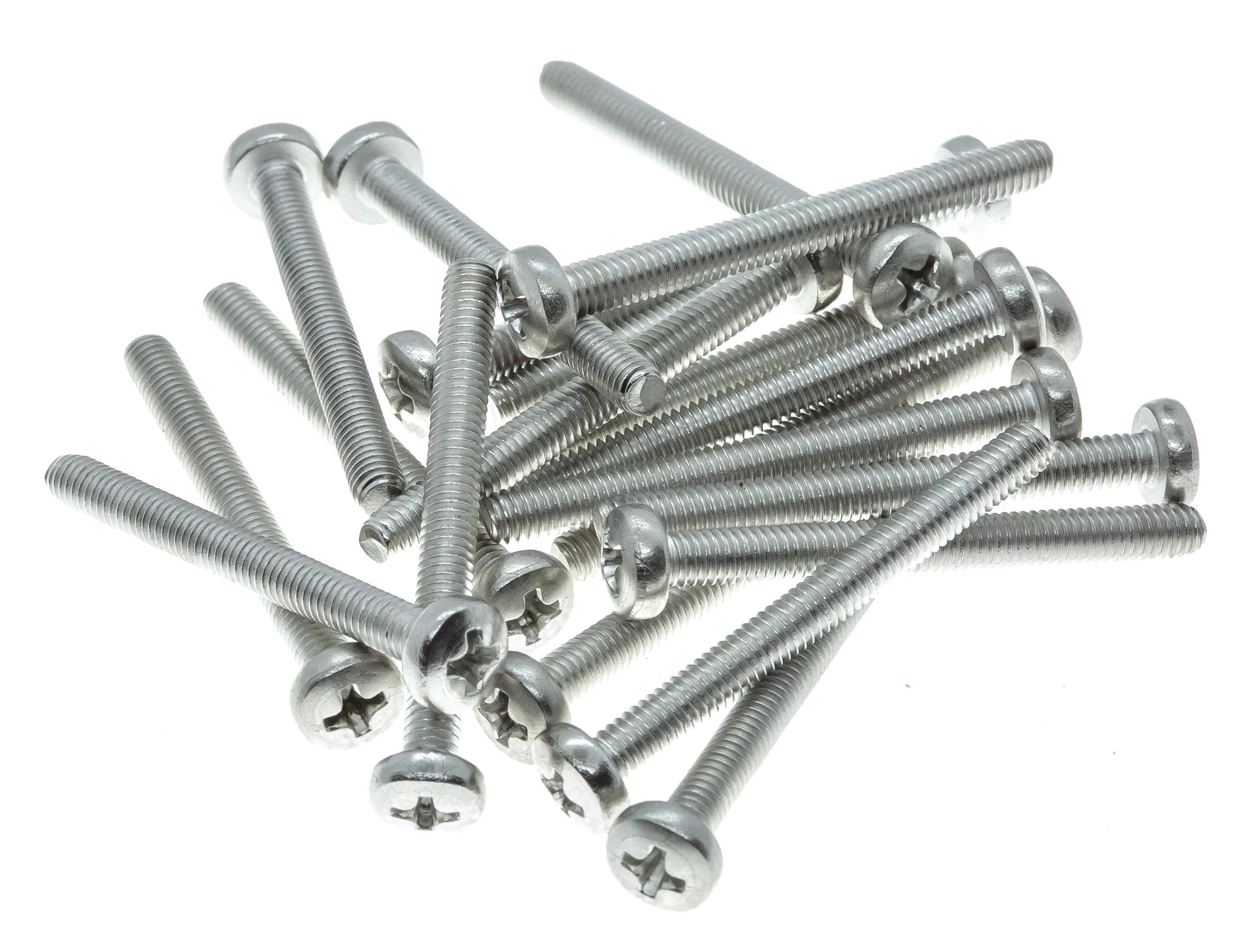 M4 (4mm x 50mm) Phillips Pan Head Machine Screws - Stainless Steel A2 (Pack of 20) DIN 7985 F11BC