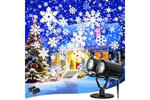 AKSDA Christmas Snowflake Projector Lights Outdoor, 2025 Upgraded Double Head, 360° Rotating, IP65 Waterproof, Timer Function - Holiday, Party, Christmas Decorations & Gifts for Yard, Garden, Indoor