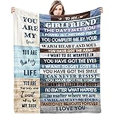 to My Girlfriend Blanket Girlfriend Gifts I Love You Blessing Sweet Sayings Quote Throw Blankets Birthday Gifts for Her Anniversary Soft Blankets for Bed Sofa and Couch 60x50 inch
