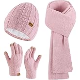 Miorpex Womens Beanie Hat Scarf Gloves Set Gifts for Women Men