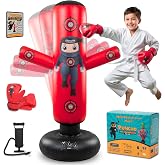 PUNCHO Punching Bag for Kids 3-12 with Boxing Gloves, Pump and Play Book | 63" Inflatable Punching Bag with Arms for Speed Boxing, Kids Punching Bags 3-8 with 5 Targets Use for Fun and Active Play