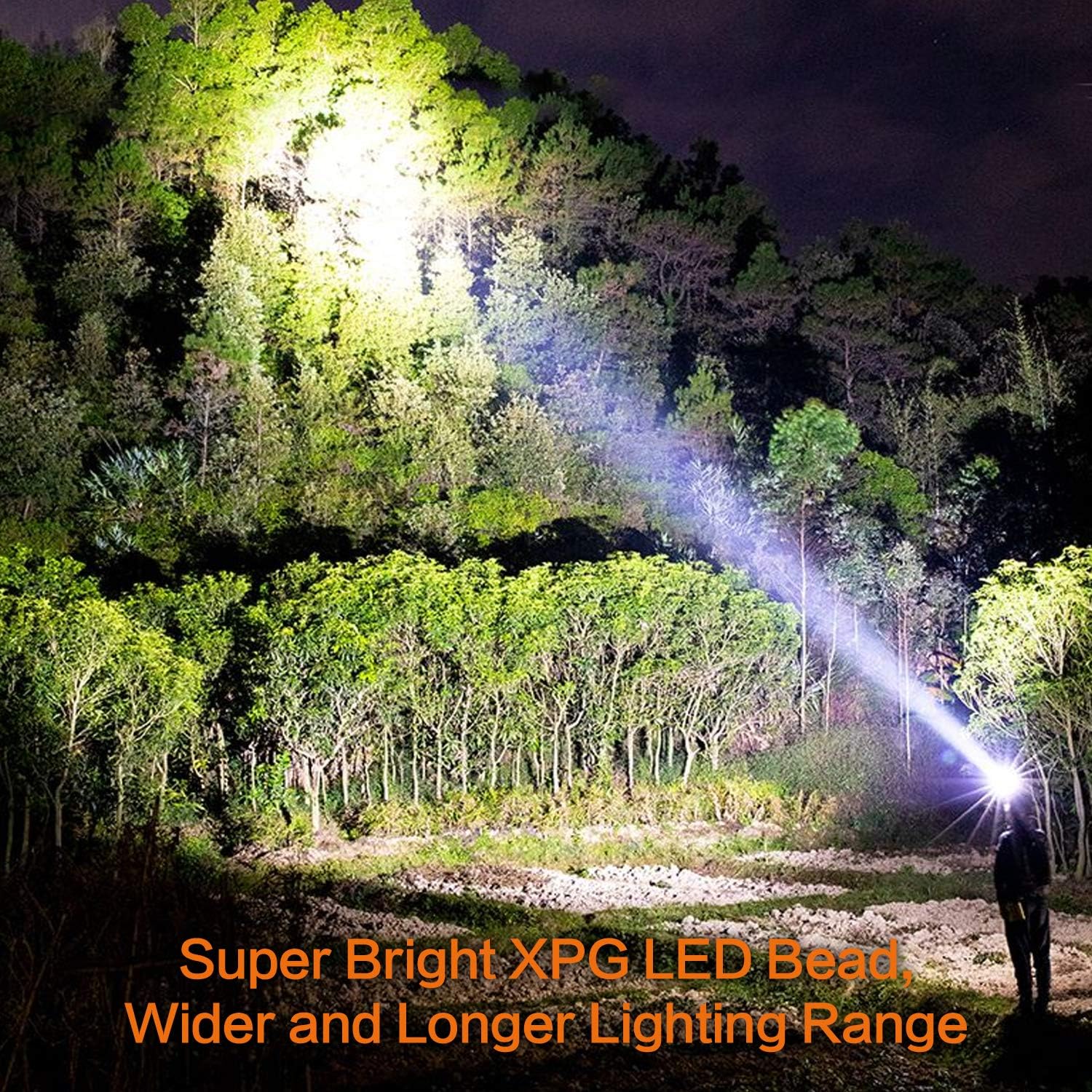 Rechargeable Spotlight, Super Bright 6000 Lumen Handheld Spotlight LED Flashlight 6000mAh Long Lasting Large Flashlight for Camping Hunting Hiking Fishing - - 