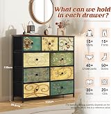 LYNCOHOME Green Fabric Chest of Drawers 9 Drawers Bedroom Storage Unit view 3