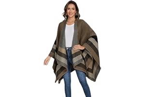 colornival Shawl Wraps for Women, Knitted Cape Open Front Poncho Scarf Blanket Cardigan Coat for Spring, Autumn and Winter