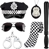 Regilt Police Costume Accessories Police Hat Badge Sunglasses Set Halloween Cop Swat Costume