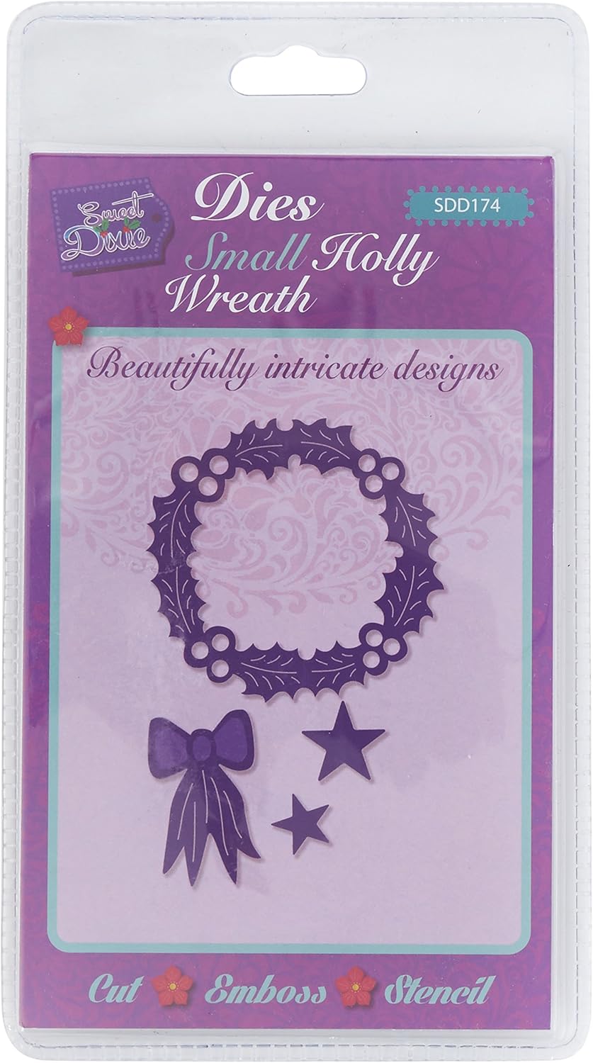 Sweet Dixie Small Holly Wreath Die, Grey, 23.2 x 12.9 x 0.9 cm