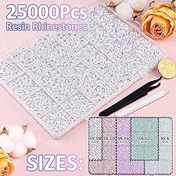 25000Pcs Resin Jelly Rhinestones with Tweezers for