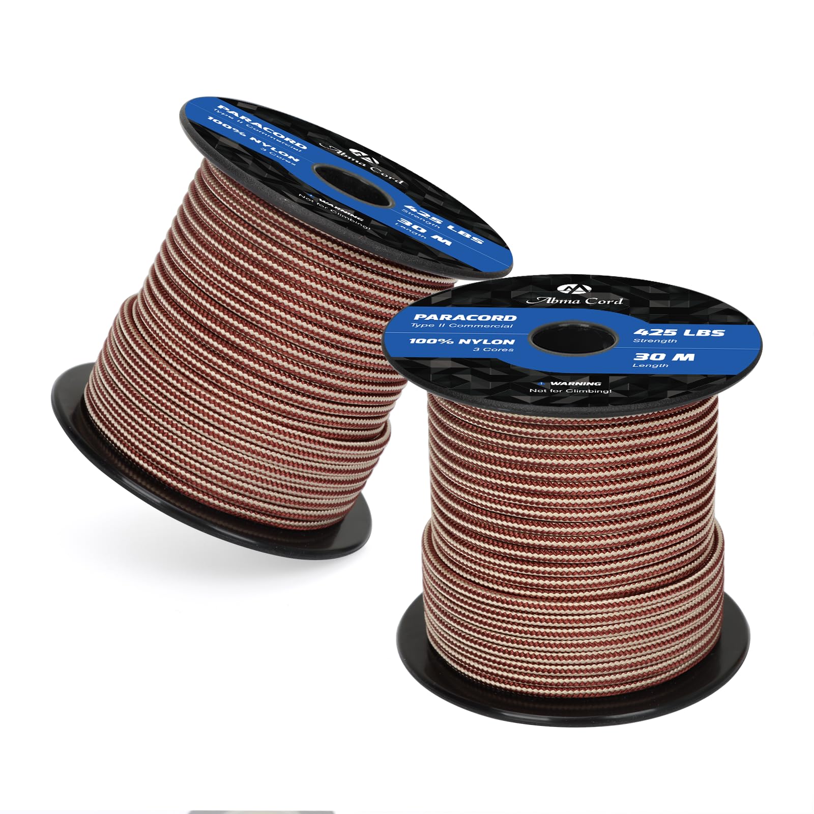 Abma Cord Paracord 425 lbs 3mm 100% Nylon 30M - Chocolate Brown & Khaki