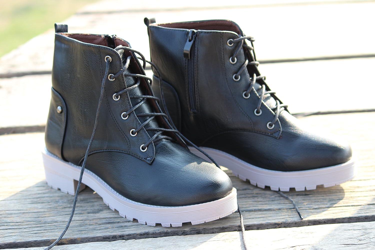 brauch women's black laces boots