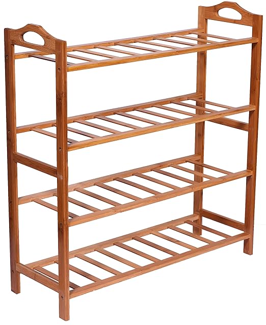Haneez 4Tier Solid Wooden Shoe Rack, Chappal Stand,Storage Rack