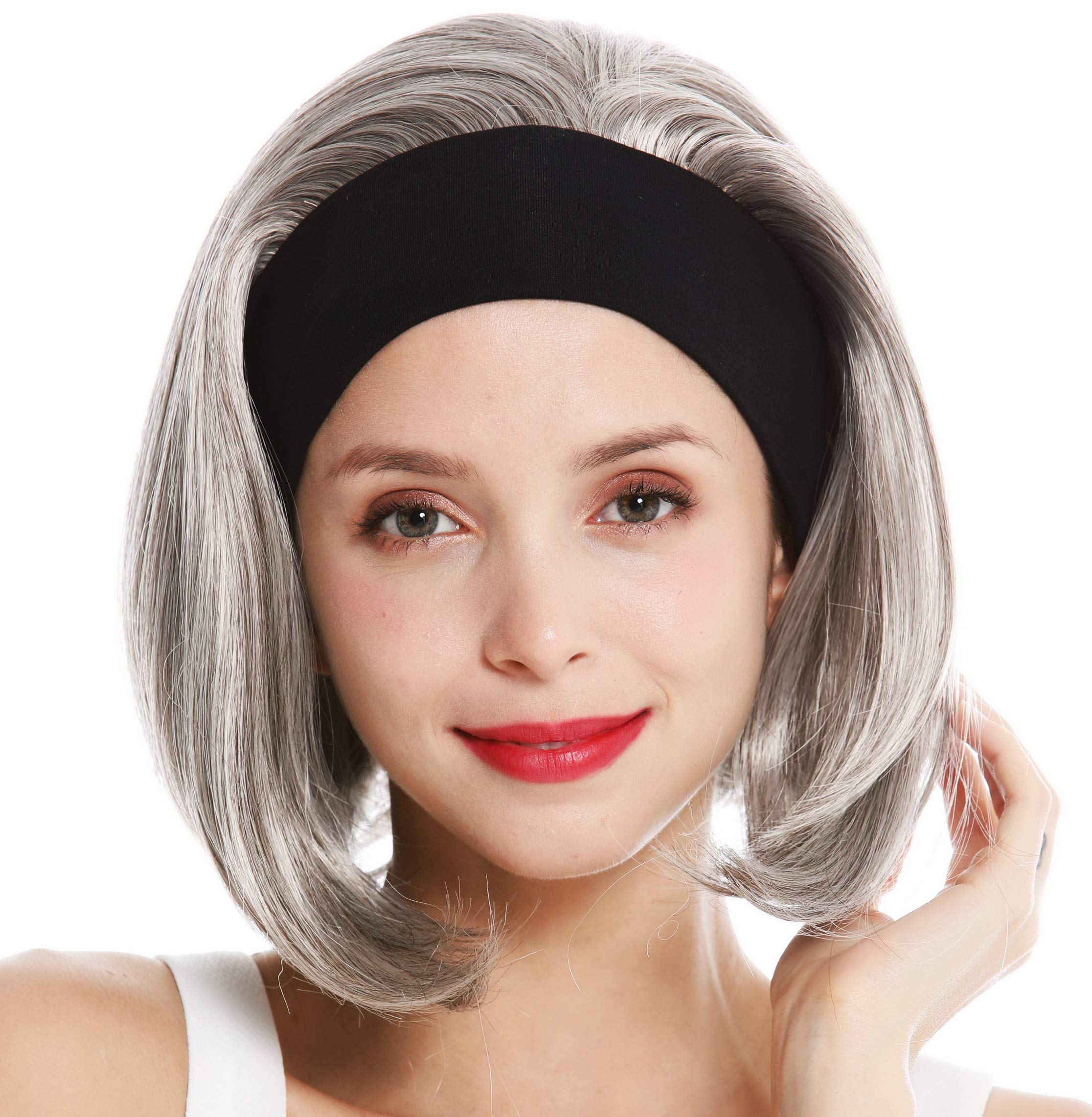 WIG ME UP - GFW948-H-51 women's party wig headband short sleek 80's retro look grey silvery grey