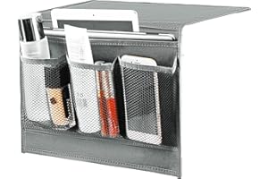 ZAAOEHA Bedside Caddy, Bedside Storage Organizer Pocket, Bed Caddy Organizer Under Mattress, Couch Caddy Table Organizer for Remote Control, Magazine, Tablet, Phone (Grey)