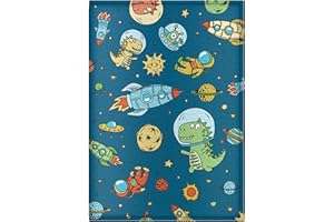 Quttie Passport Cover for Kids, Women and Men, Cute Travel Passport Holder (Dinosaur Rocket Pattern)