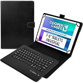 COOPER Infinite Executive Universal Tablet Keyboard Case for 7, 7.9, 8 inch | Tablet Case with Keyboard &amp; 2-in-1 Leather Folio Cover | Bluetooth, Wireless, Hotkeys | Android, Windows, iPadOS (Black)